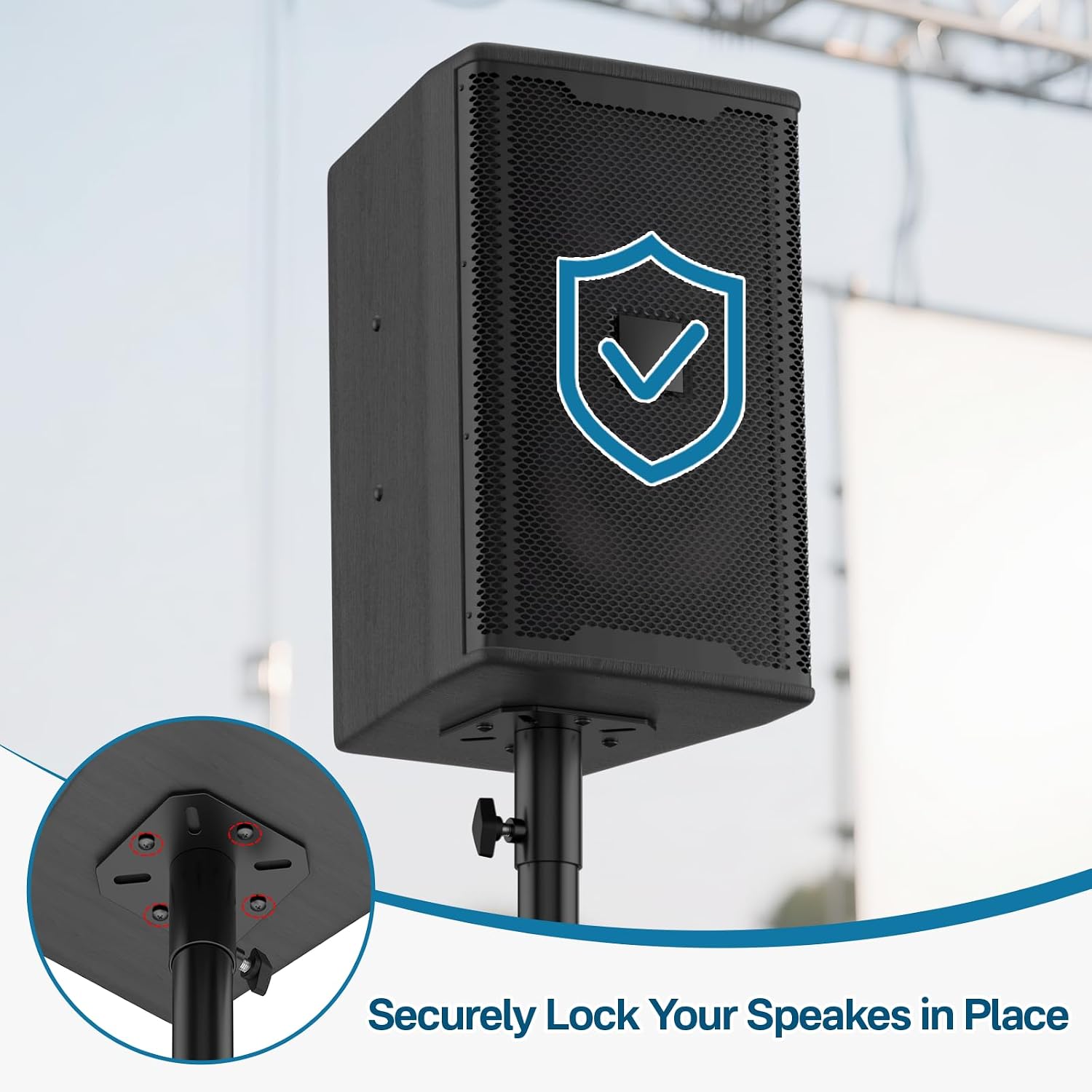 Metal Speaker Stand Mounting Plate for Standard 35mm Speakers Pole or Tripod Stands - 35mm Speaker Adapter Bracket