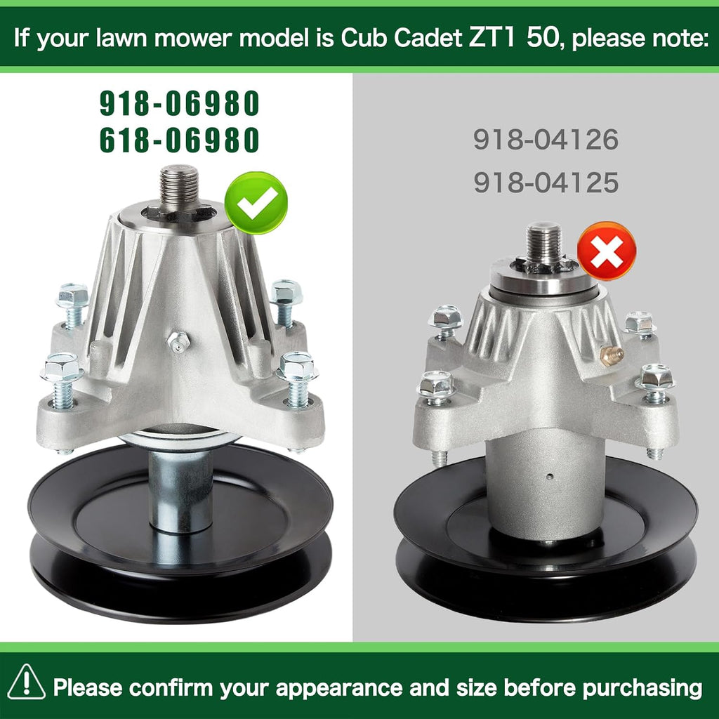 618-06980 918-06980 Spindle Assembly Fit for 50" Deck Cub Cadet ZT1-50 XT1-50 GT50 RZT-50 L50 S50 Troy-Bilt Super Mustang 50 Inch Deck Craftsman G8200 Z550 Zero Turn Mower Parts