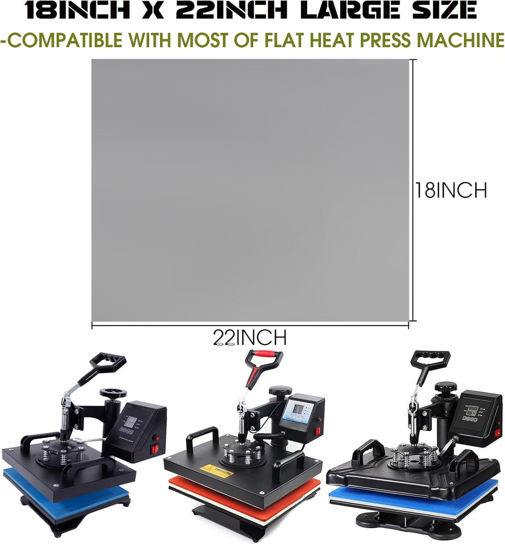 Silicone Heat Press Mat,18" x 22" x 1/32" Thick Cover Sheet,Foam Cover Pad and Double Sided Use Mat for Hat