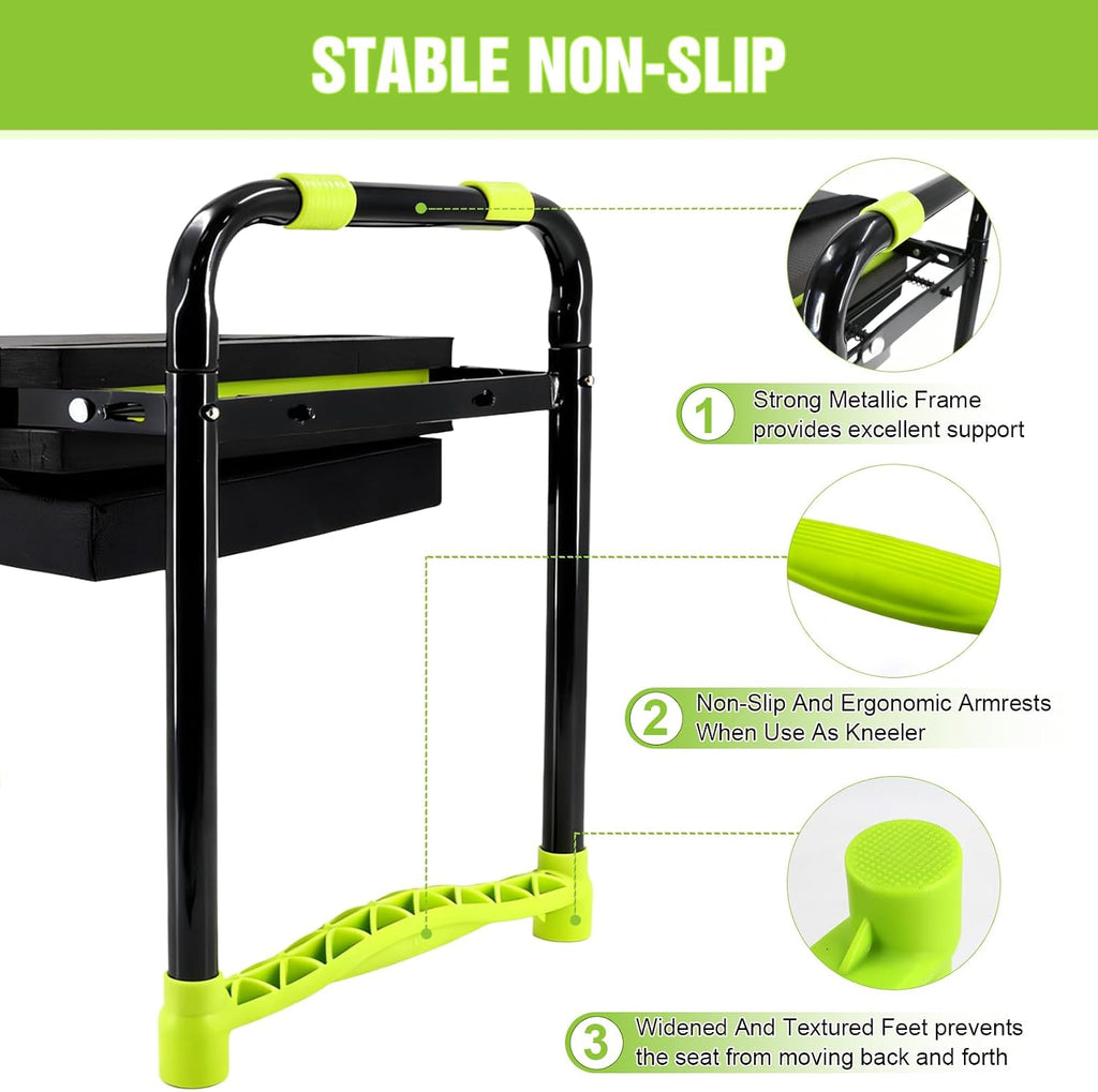 10.9in Wide Foldable Garden Kneeler and Seat, Heavy Duty with Thick Pad