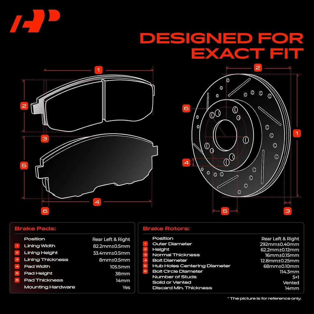 11.49 inch (291.85mm) Rear Brake Rotors & Ceramic Pads Kit | Compatible with Nissan and Infiniti Models - G35, 350Z