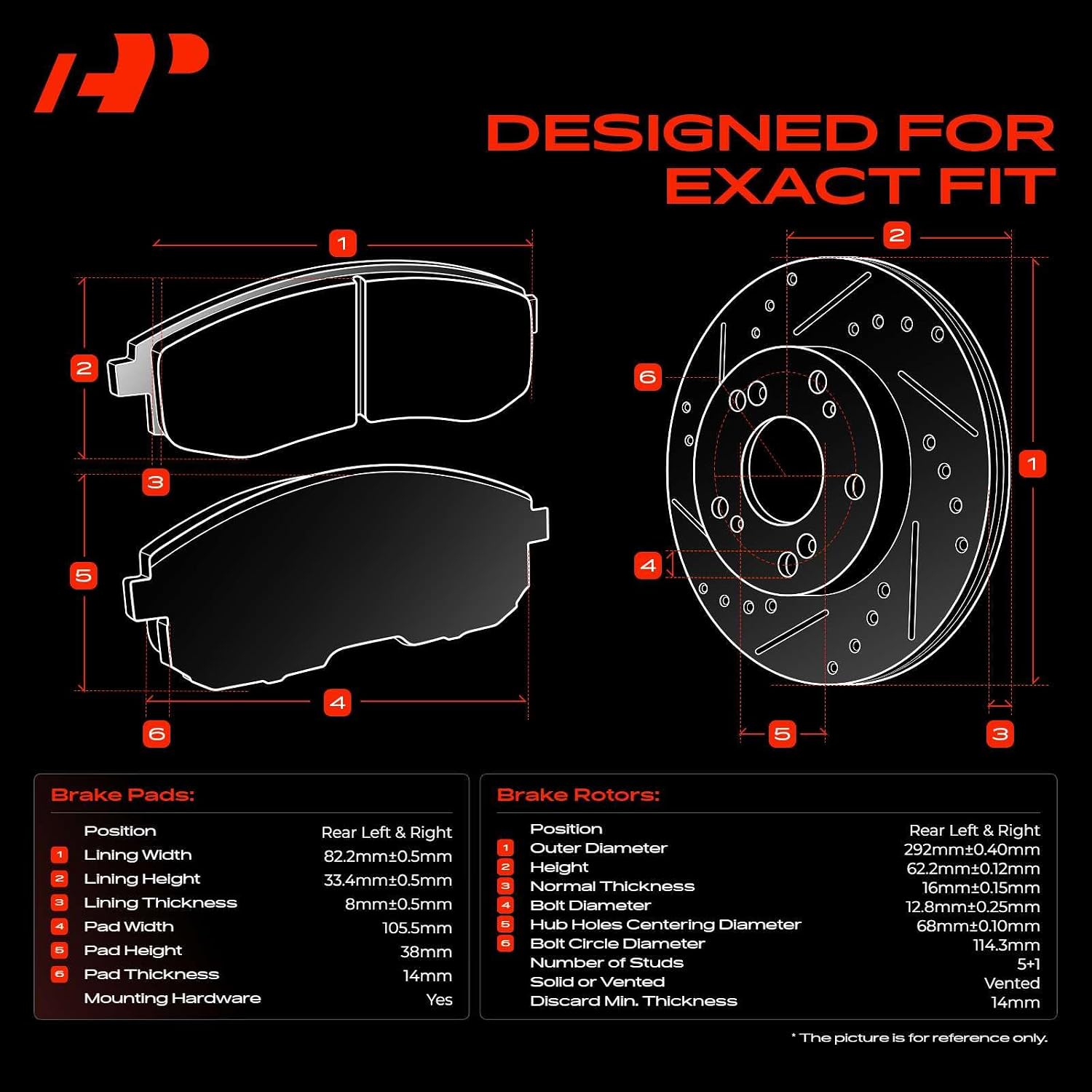 11.49 inch (291.85mm) Rear Brake Rotors & Ceramic Pads Kit | Compatible with Nissan and Infiniti Models - G35, 350Z