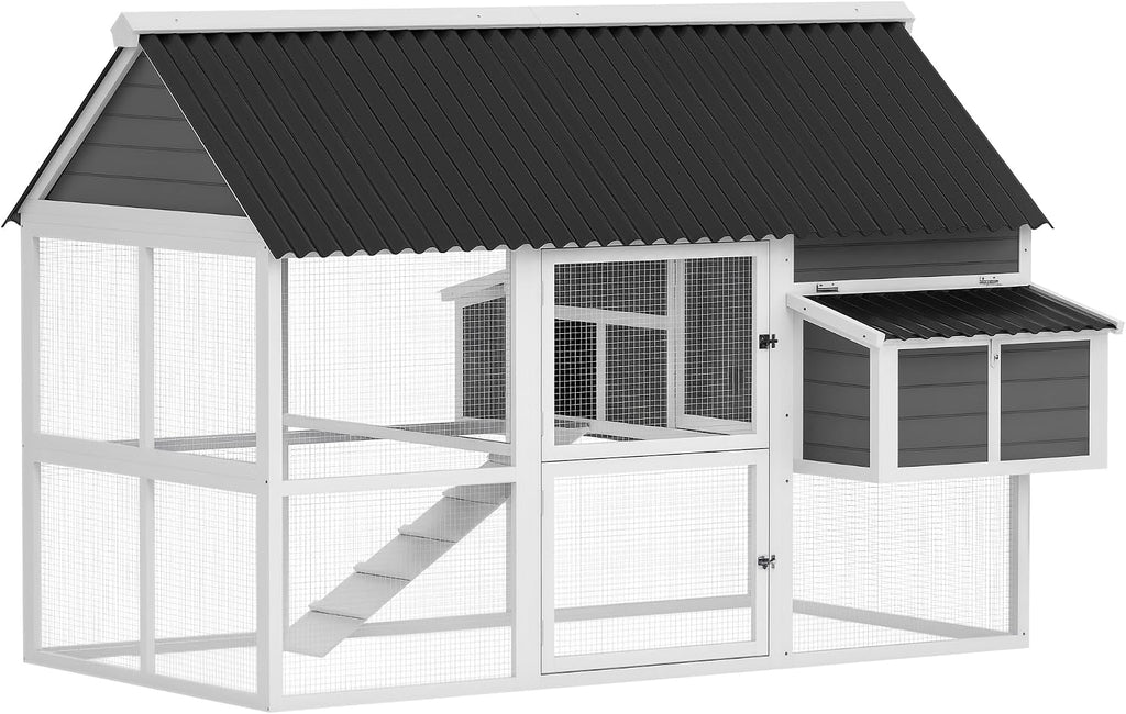 Chicken Coop with Run, Large, for 4-6 Chickens, 69" W x 84" x 59"