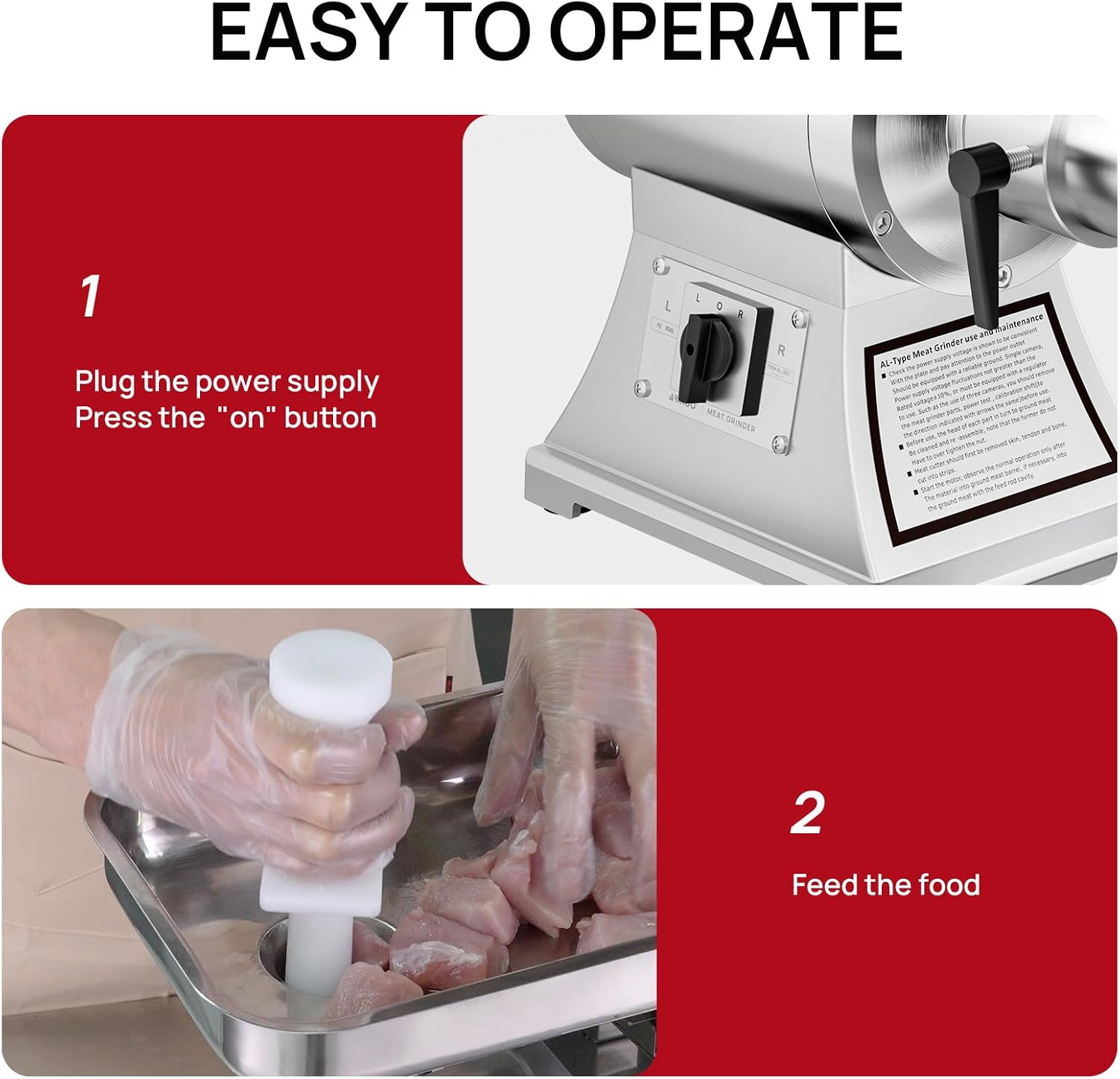Commercial Meat Grinder #22C,1.0HP Electric Meat Grinder