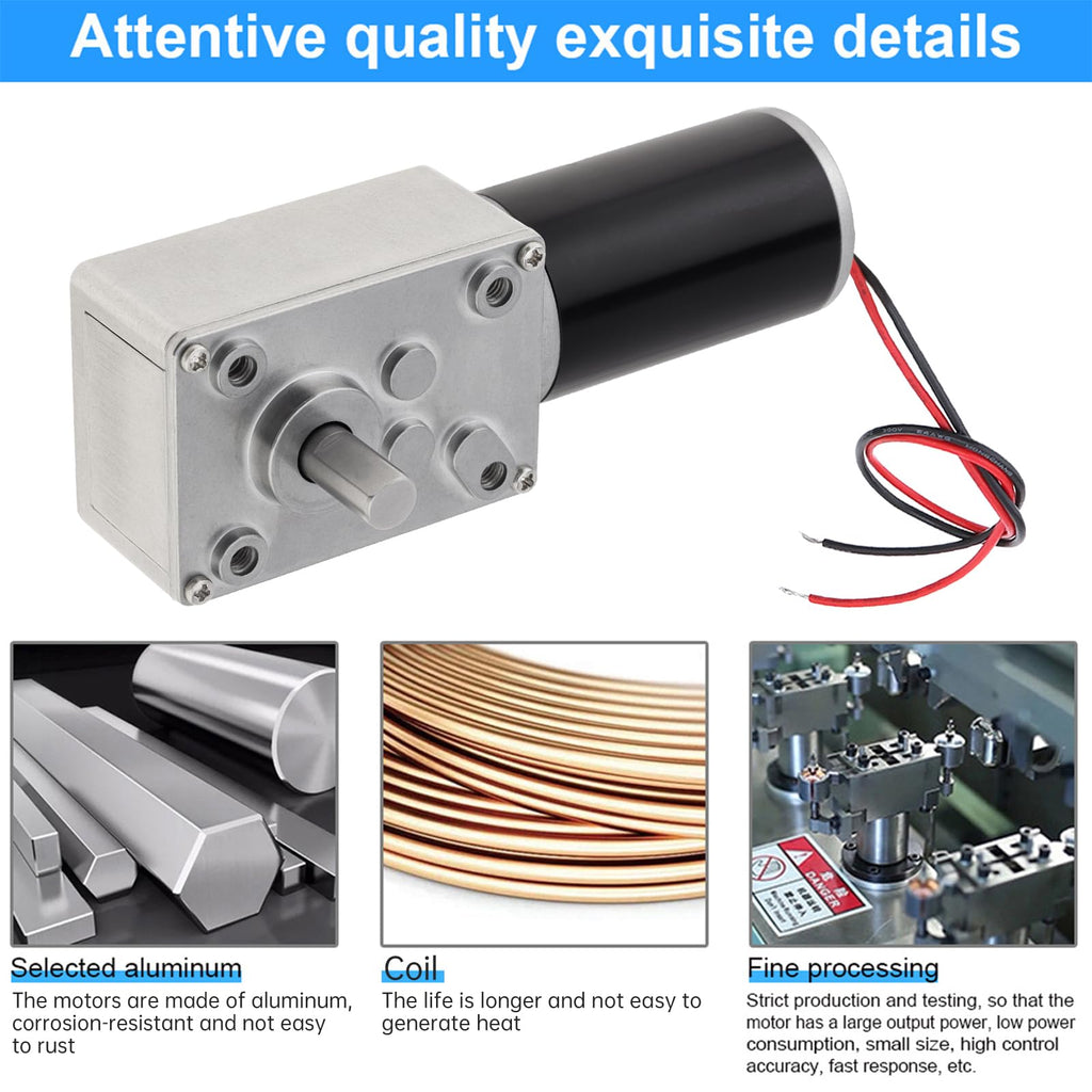 12V DC Worm Gear Motor with Mounting Bracket 80RPM Self Locking High Torque