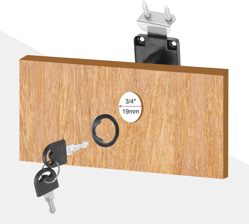 2 Pack Drawer Lock with Keys, Keyed Different Alloy Steel Desktop Lock with 7/8" Length 3/4" Dia Cylinder Cam Cabinet