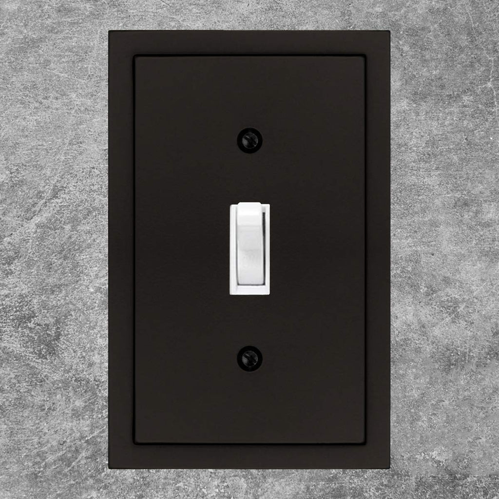 Modern Edge Decorative Wall Plate Switch Plate Outlet Cover, Durable Solid Zinc Alloy (Single Toggle 3PK, Matte Black)