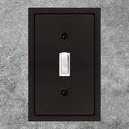 Modern Edge Decorative Wall Plate Switch Plate Outlet Cover, Durable Solid Zinc Alloy (Single Toggle 3PK, Matte Black)