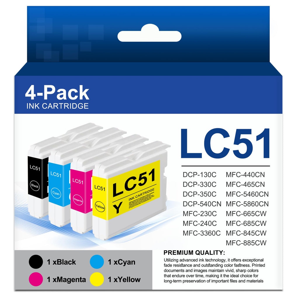 LC51 Ink Cartridges Compatible for Brother MFC-240C MFC-440CN