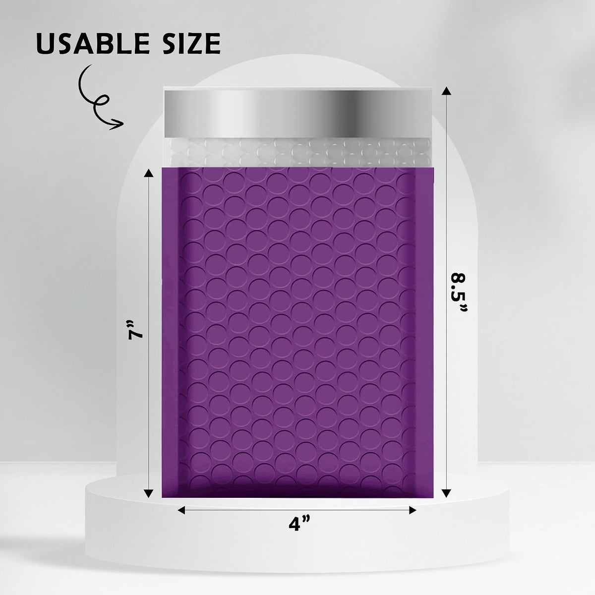 Purple Poly Bubble Mailers 4x8 50 Pack Usable 4x7