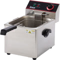 8 L Silver Commercial-Grade Electric Countertop Deep Fryer, Single
