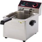 8 L Silver Commercial-Grade Electric Countertop Deep Fryer, Single