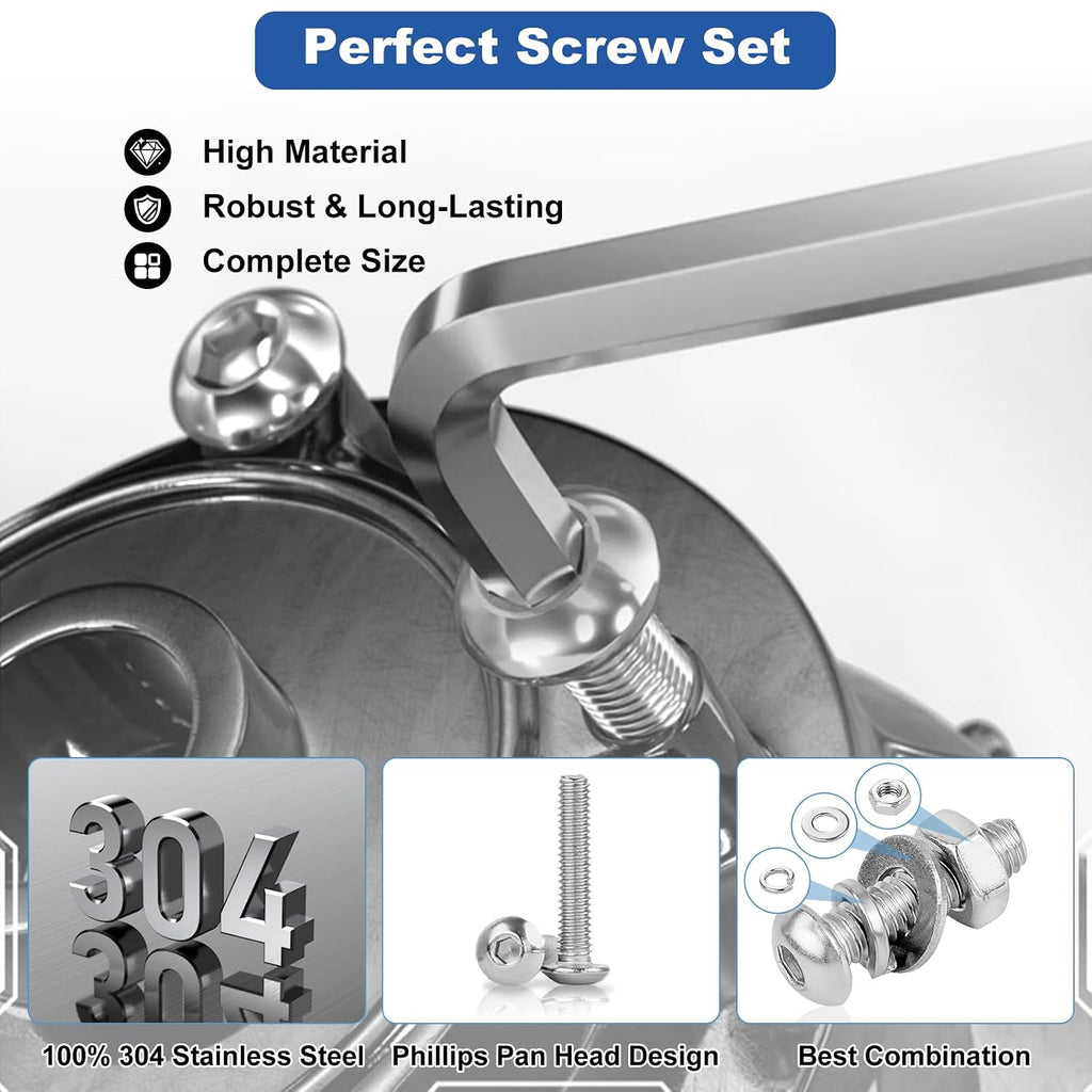211Pcs Metric M6 Button Head Hex Socket Cap Screws Assortment Kit, M6x 8/10/12/16/20/25/30/40mm Internal Hex Drive Allen Bolts Nuts and Washers Set, 304 Stainless Steel, Fully Threaded, Pitch: 1.0mm