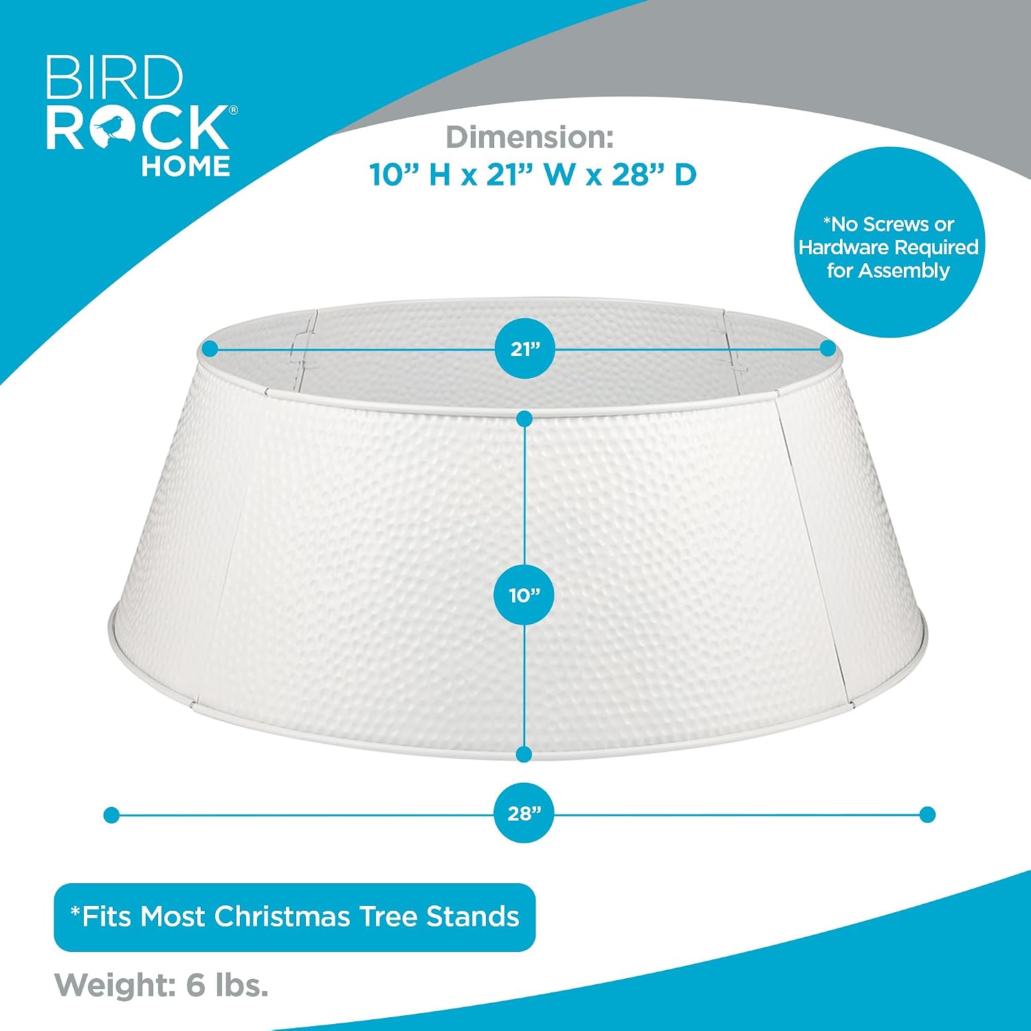 4-Panel Hammered Metal Christmas Tree Collar - Stylish Holiday Tree Skirt Alternative - Durable Iron Construction