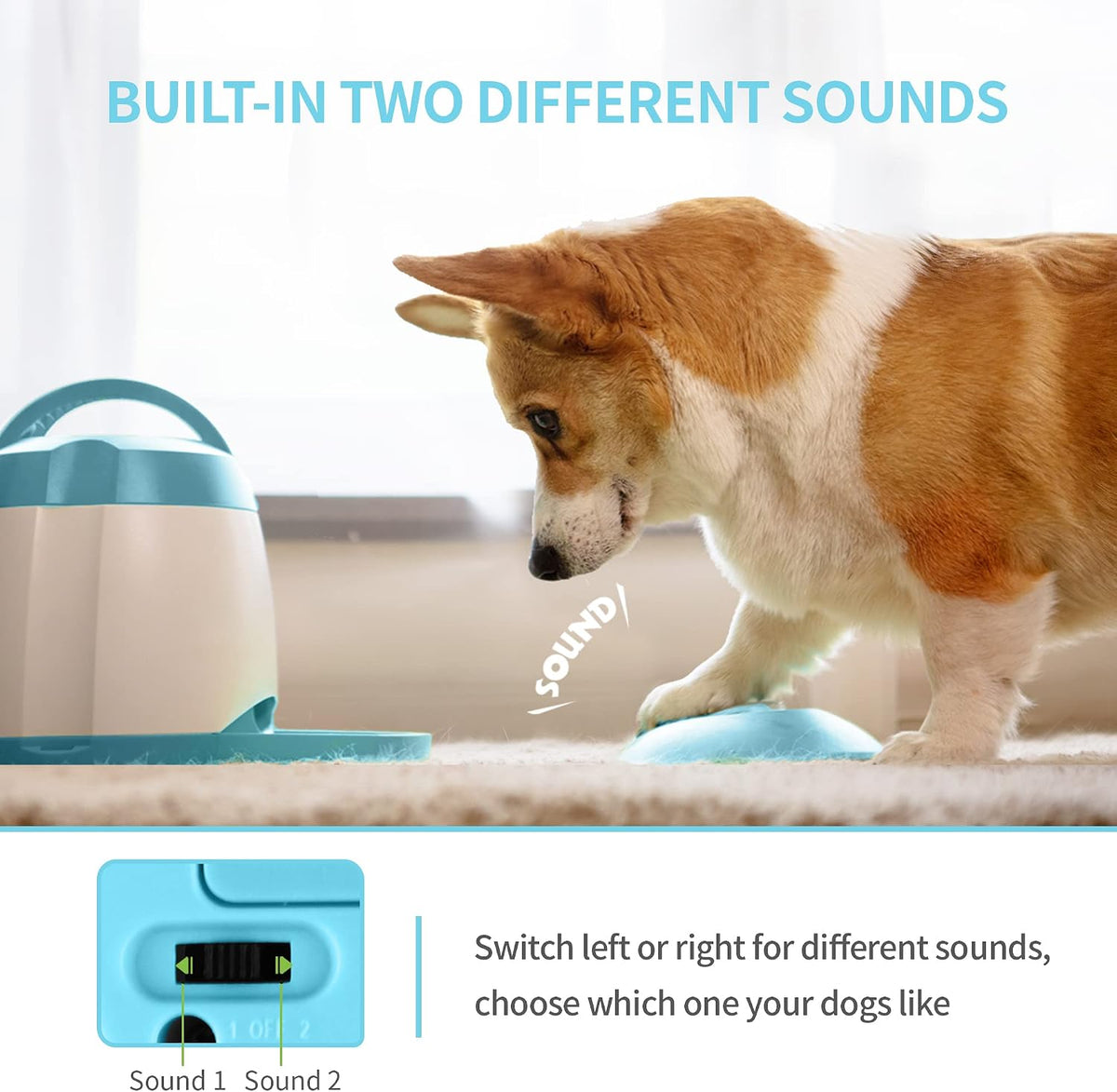 Automatic Dog Treat Dispenser with Button - Puzzle Memory Training Feeder, Pet Geek Button Treat Food Dispensing Toys