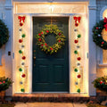 2 Set Christmas Porch Decorations Christmas Front Door Ball Garlands with Red Bow Xmas Ornaments for Front Door Xmas