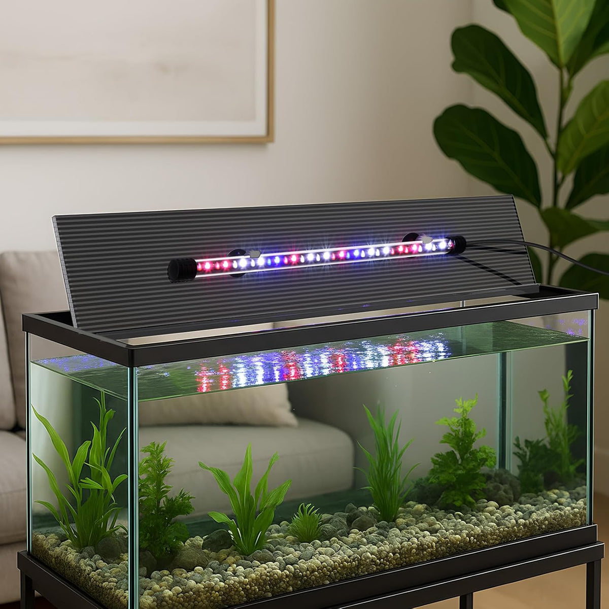 Aquarium Lids Polycarbonate Greenhouse Panels Canopy with LED Light 29 x 11.38 x 0.12 Inch for 20/29/37 Gallon