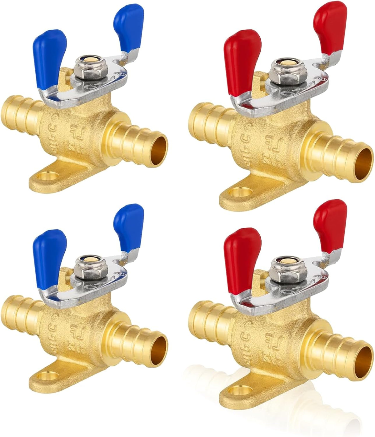 4Pack Seelink 1/2" PEX Drop Ear Ball Valve w/Butterfly Level(VALVE326-4)