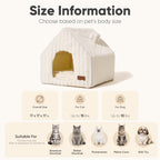 Cat Bed Cave, Enclosed Washable Covered Dog Bed with Support Frame
