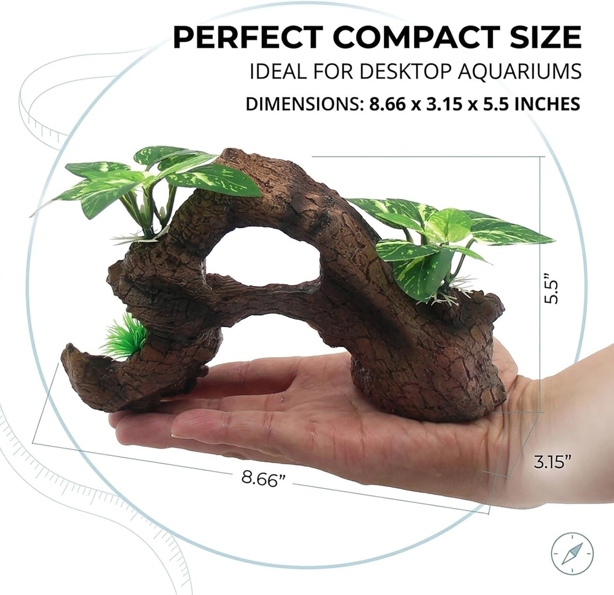 Fish Tank Decorations Artifical Driftwood Cave Aquarium Decoration Ornaments Silk Aquarium Plants for Betta Fish Tank