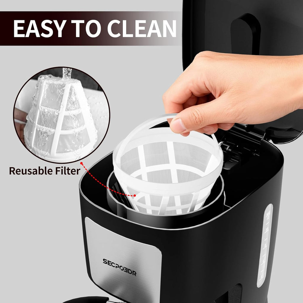 12 Cup Programmable Drip Coffee Maker, Auto Brew Coffee Machine | Keep Warm Plate,Removable Filter Basket,Auto
