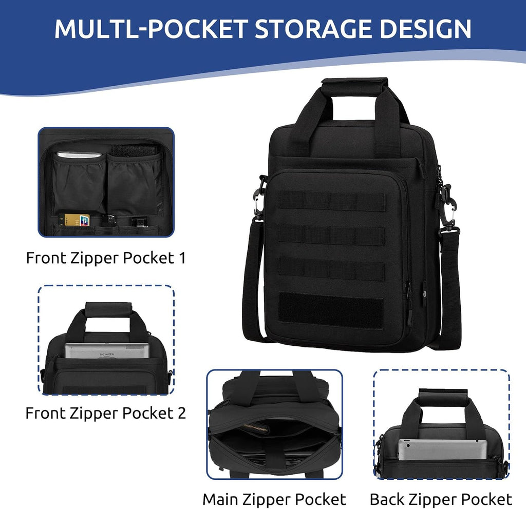Tactical Messenger Bag, Tactical Briefcase Laptop Bag Heavy Duty MOLLE Shoulder Pack Handbag for Men(Patch Included)