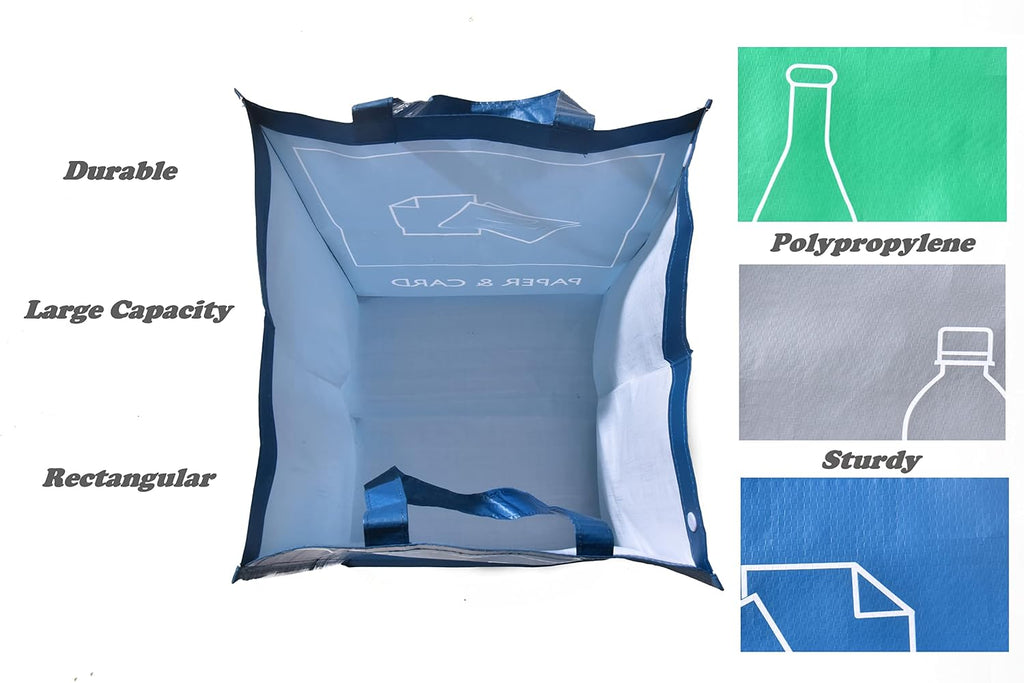 Reusable Recycle Bags, 3-Piece Separate Recycling Bin Set for Home, Kitchen, and Office - Waterproof Recyclable Waste