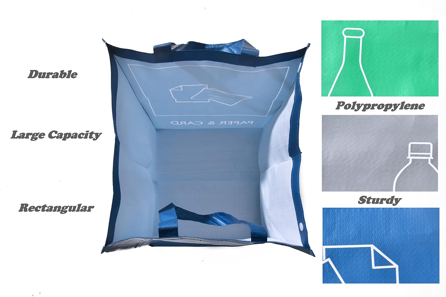 Reusable Recycle Bags, 3-Piece Separate Recycling Bin Set for Home, Kitchen, and Office - Waterproof Recyclable Waste