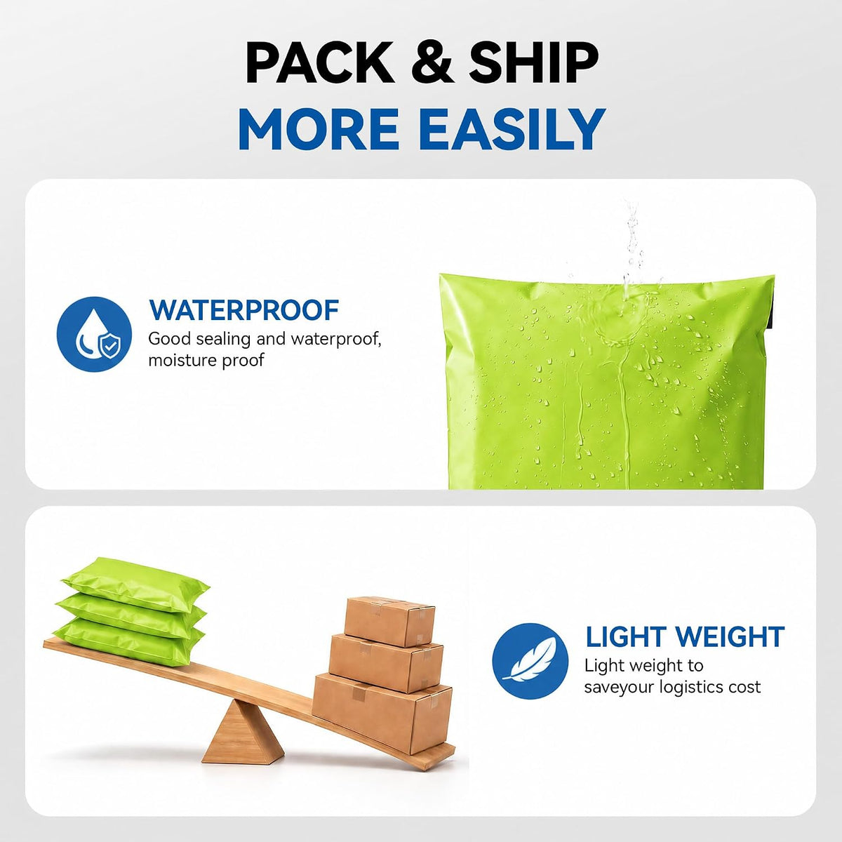 7.5x10 Poly Mailers 100 Count, 5-Layer Self-Seal Waterproof Shipping Bags for Clothes, Books, Mailing, E-commerce
