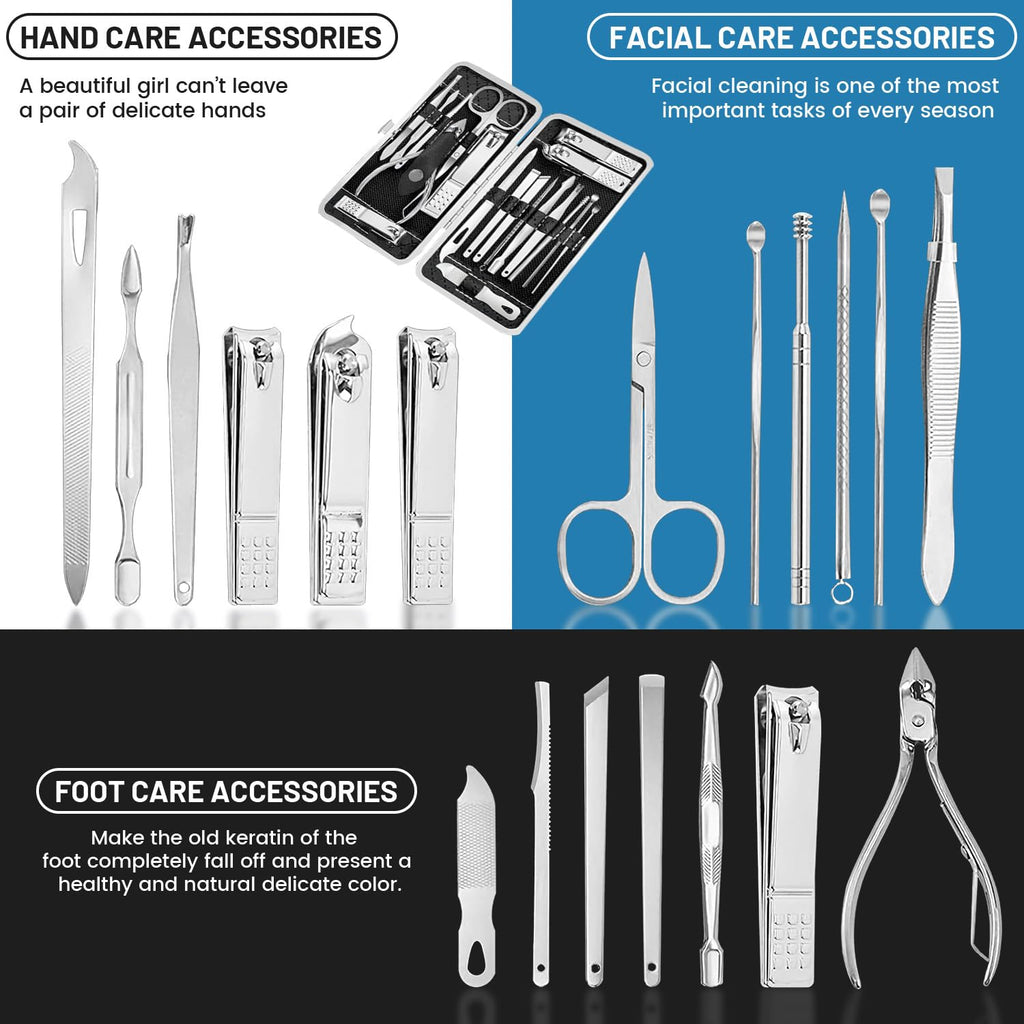Manicure Pedicure Kit, Nail Clipper Tools Set Exra Thick Personal Care Women’s Grooming Kit Christmas Gifts for Men