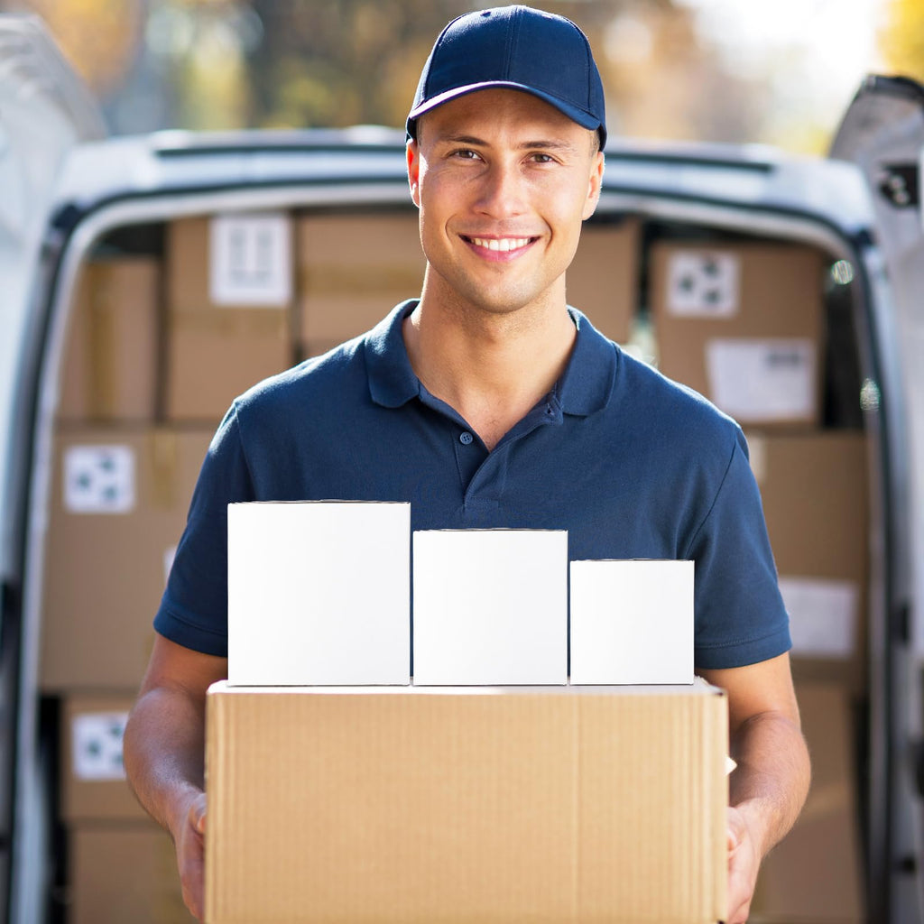 12 Pack Small Shipping Boxes Assorted Sizes, 4x4x4 & 5x5x5 & 6x6x6 4 PCS Each Small Boxes, White Corrugated Box