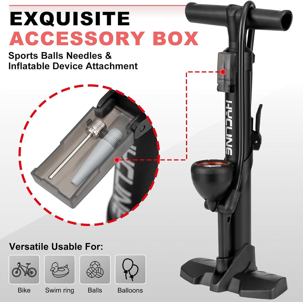 Bicycle Pump Durable Bike Floor Pump with Auto Dual Valve