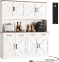 71'' Tall Pantry Cabinet with Charging Station, Large Modern Pantry Storage Cabinet with Adjustable Shelves, 4