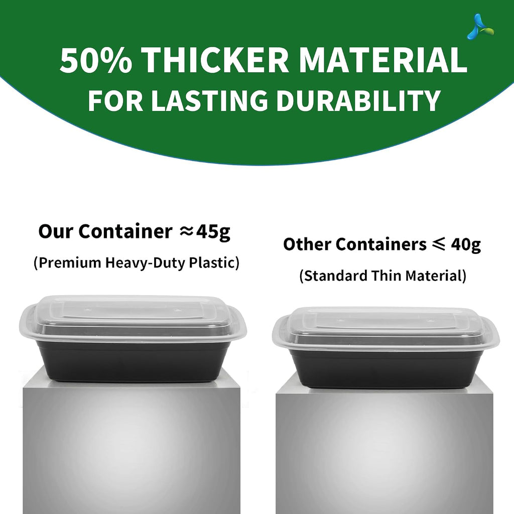 38oz Meal Prep Containers, 50 Pack Disposable Food Storage Boxes with Lids
