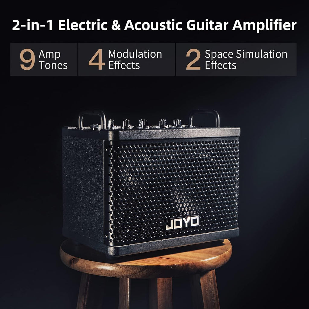 15W Portable Guitar Amp Combo | 9 Preamp Models + Looper, Drum Machine, Modulation, Delay & Reverb | Rechargeable