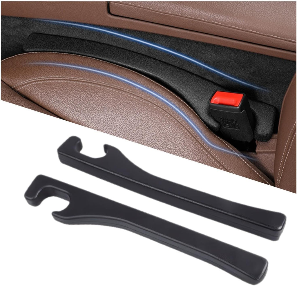 Car Seat Gap Filler 2 Pack, Universal Fit PU Leather Car Seat Gap Plug to Fill The Gap Between Seat and Console, Car