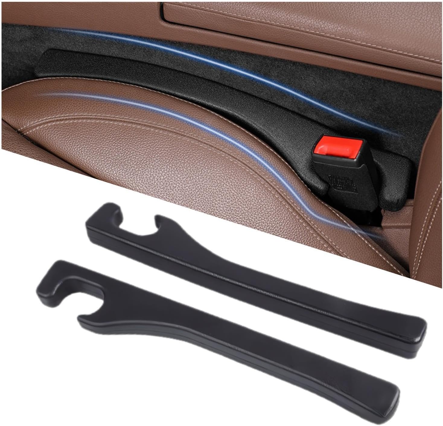 Car Seat Gap Filler 2 Pack, Universal Fit PU Leather Car Seat Gap Plug to Fill The Gap Between Seat and Console, Car