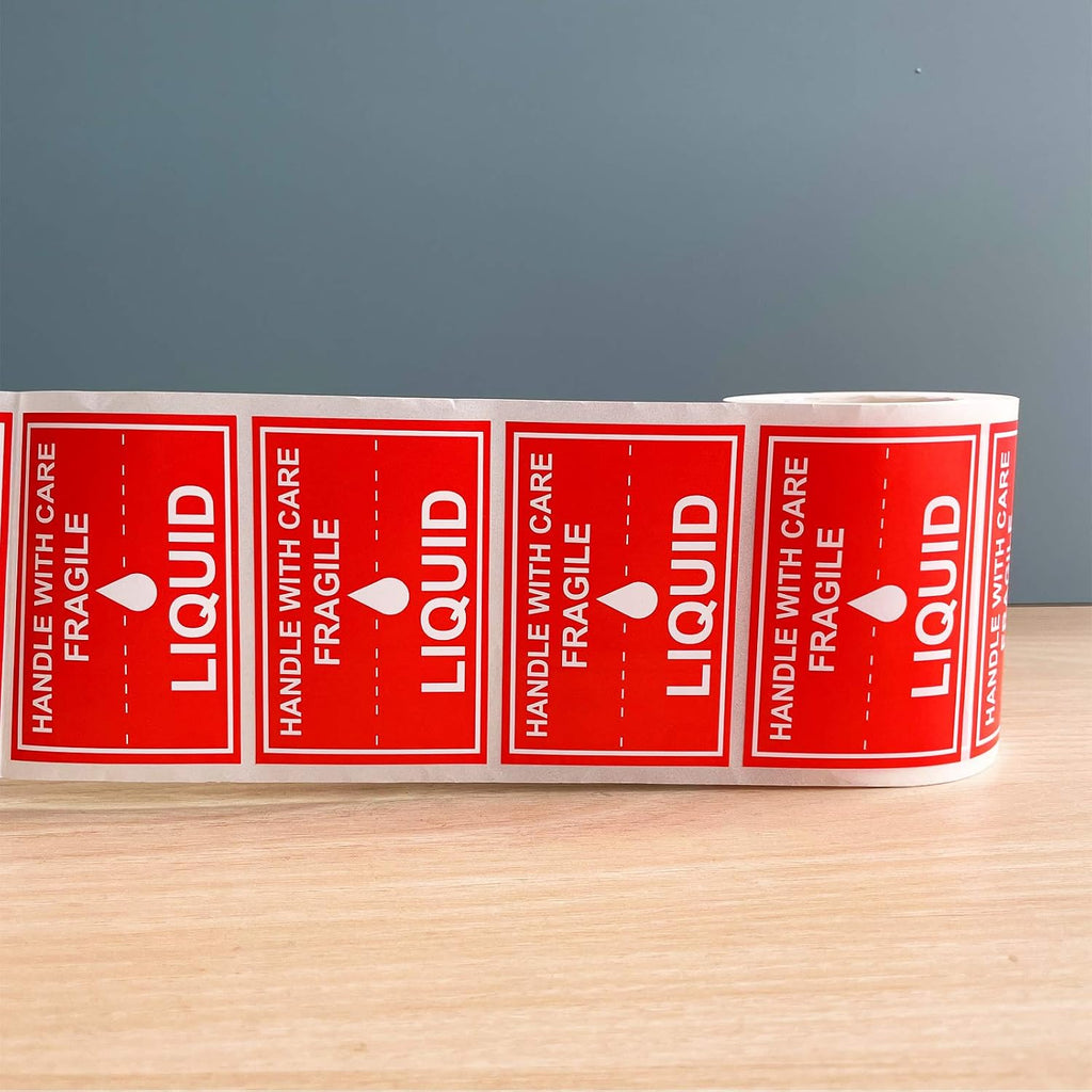 Fragile Liquid Handle with Care Warning Stickers 2X3 inch (300 Pcs)