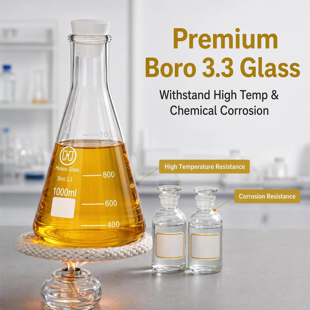 1000ml Glass Erlenmeyer Flask with Rubber Stopper