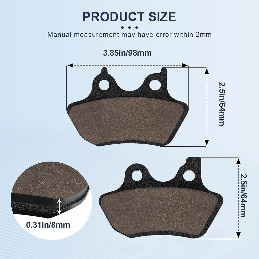 Front & Rear Brake Pads for Harley Davidson Softail, FLSTC Dyna Heritage Classic Softail, Super Glide, Wide Glide, Fat Boy, Low Rider, Sportster, Night Train, 2000-2007
