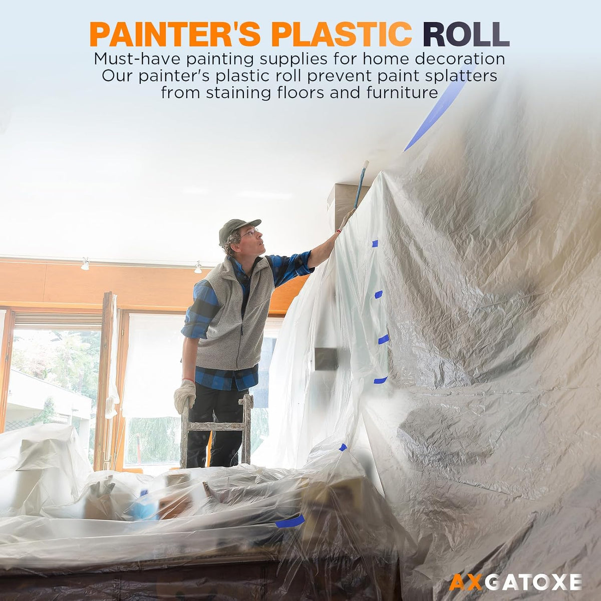 Plastic Drop Cloth for Painting, Painter's Plastic Sheeting & Tarp