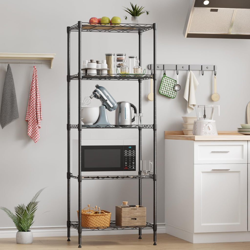 5-Tier Wire Shelf | 17" x 12" x 48" | Black