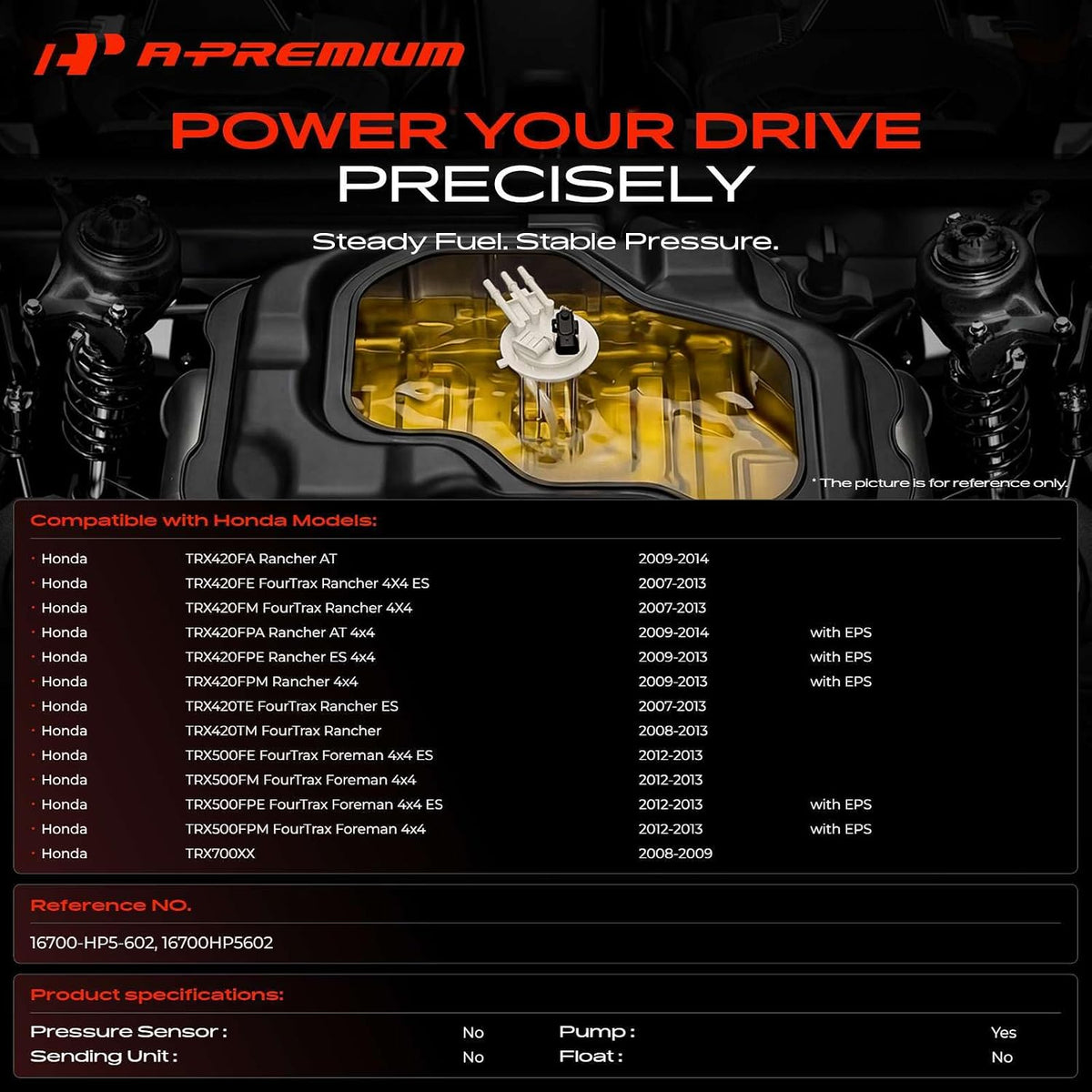 A-Premium Electric Fuel Pump for ATV Compatible with Honda