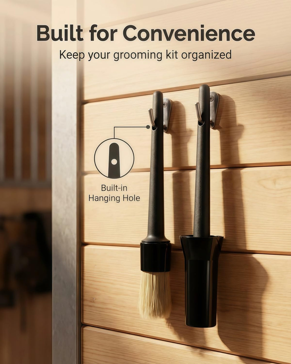Hoof Oil Brush for Horses, 2 Pack Natural Hoof & Face Brush with Cap