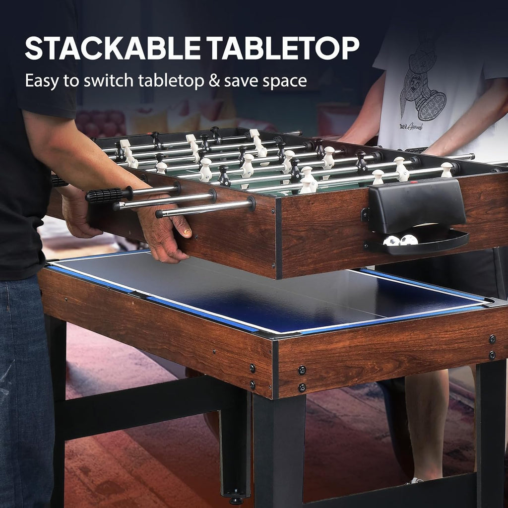 6-in-1 Multi Game Table for Adults, Combo Table for Game Room, 48" Game Table Set for Family w/Hockey, Foosball