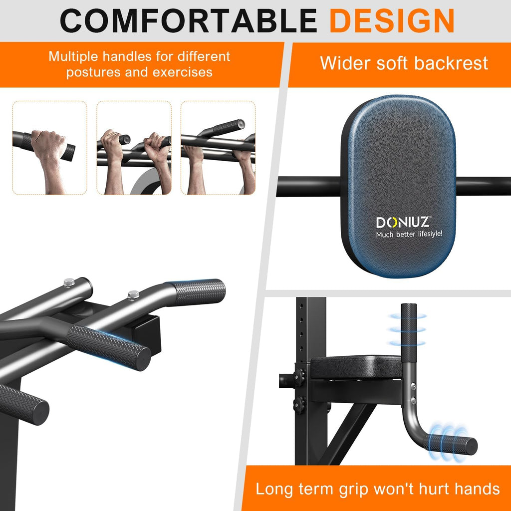 Power Tower Pull Up Bar and Dip Station, Multi-Function Home Gym, Strength Training Fitness Equipment, Height Adjustable