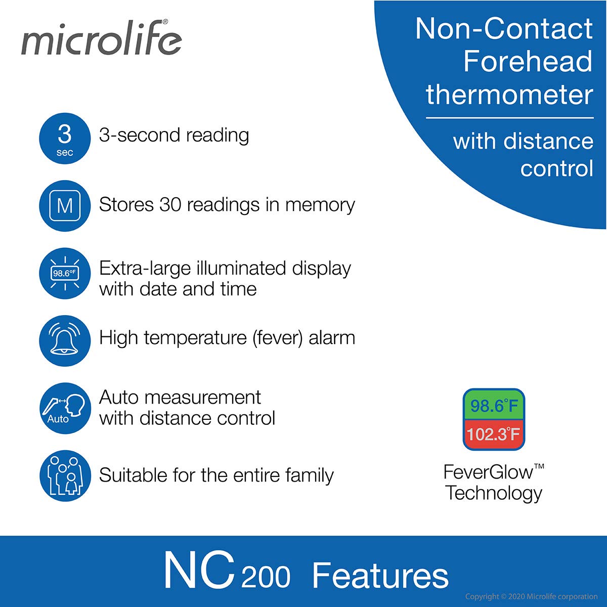 Non-Contact Forehead Thermometer, Digital Infrared No-Touch Thermometer (for Adults, Kids & Baby), Large Backlit LCD