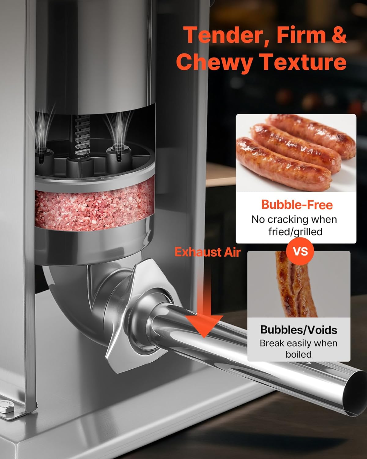 Manual Sausage Stuffer, 7 LBS / 3 L Vertical Meat Stuffer, Heavy Duty Sausage Casing Meat Stuffing Machine