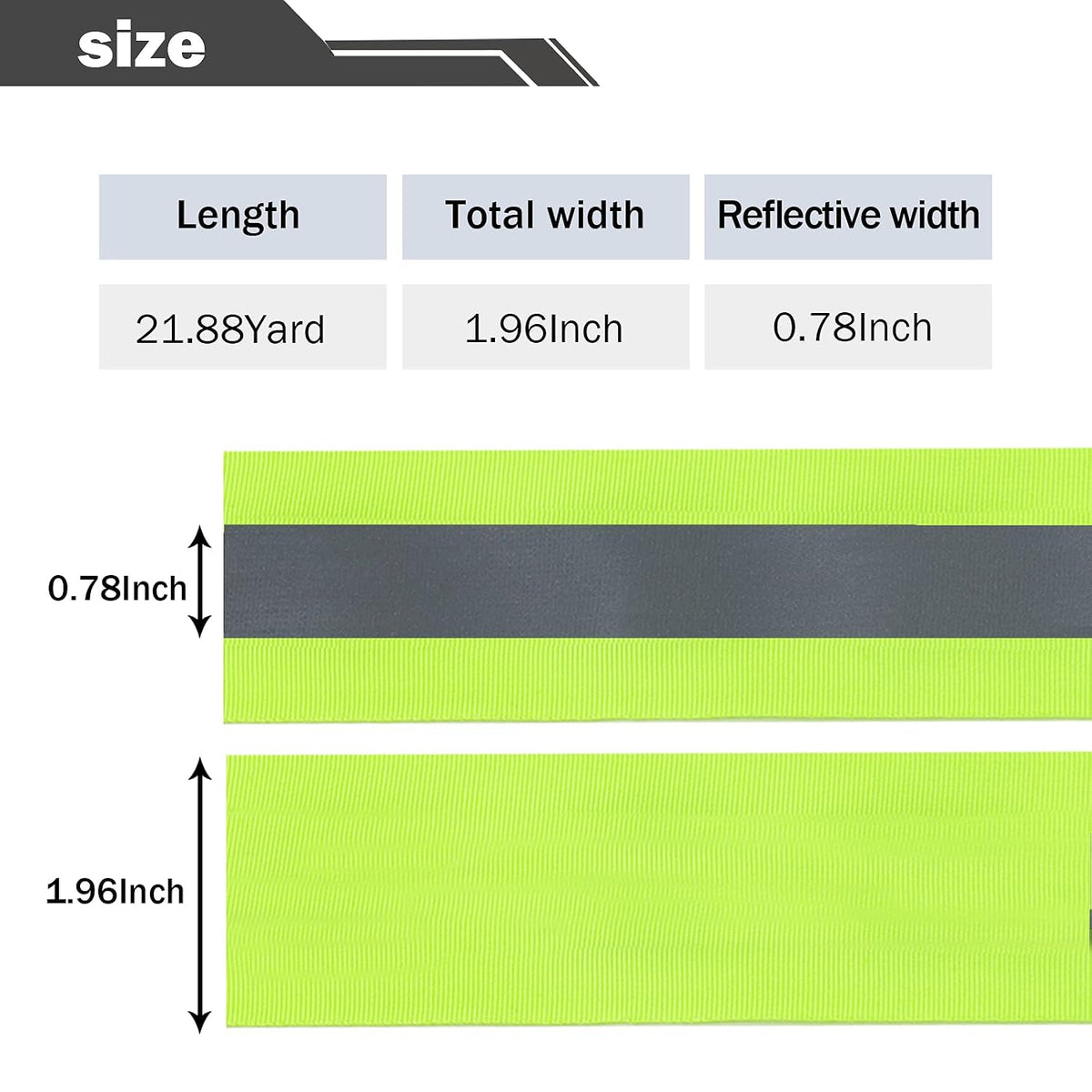 High Visibility Reflective Tape Strip, 2'' x 66ft Sew On Reflective Tape for Clothing, School Bags and Raincoats, DIY