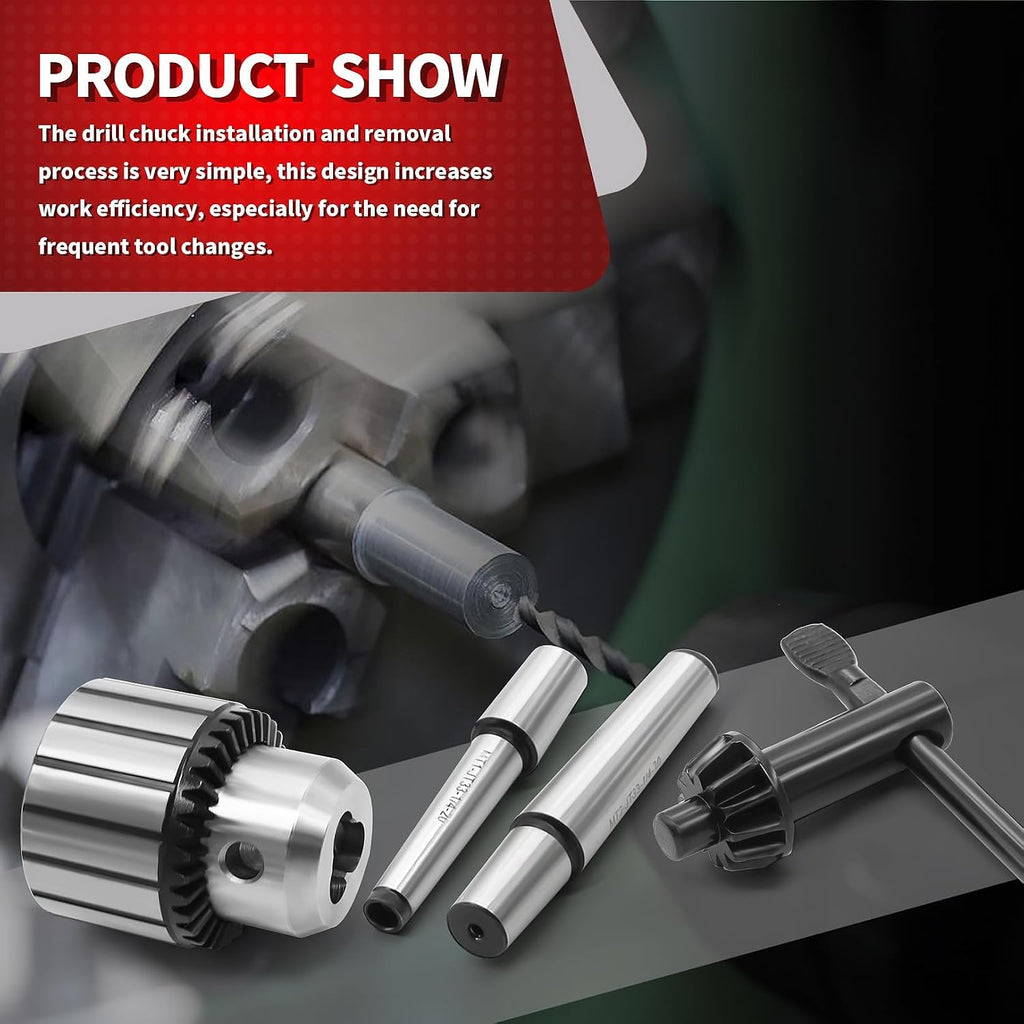 Nakkaa 1/32-1/2 Inch JT33 Drill Chuck with MT1 and MT2 Morse Shank